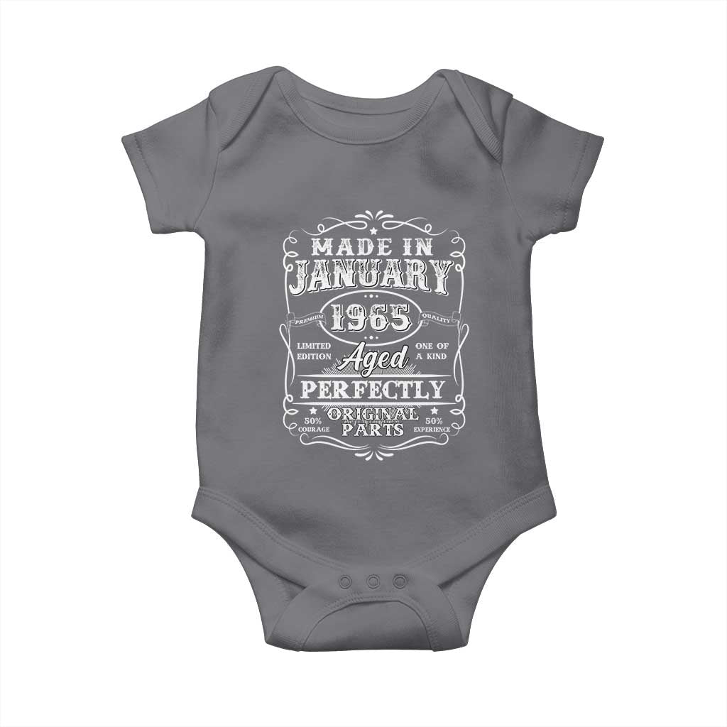 Retro Classic Made In January 1965 Baby Onesie Aged Perfectly Original Parts Vintage Birthday Men TS02 Charcoal Print Your Wear