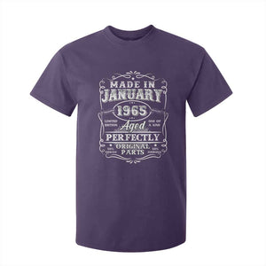 Retro Classic Made In January 1965 T Shirt For Kid Aged Perfectly Original Parts Vintage Birthday Men TS02 Purple Print Your Wear