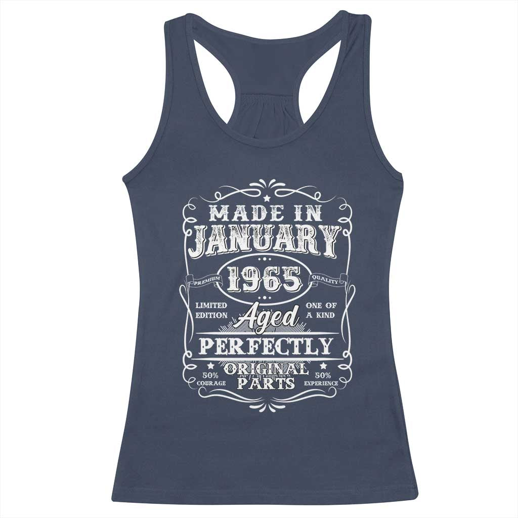 Retro Classic Made In January 1965 Racerback Tank Top Aged Perfectly Original Parts Vintage Birthday Men TS02 Navy Print Your Wear