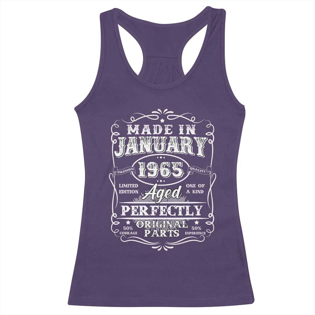 Retro Classic Made In January 1965 Racerback Tank Top Aged Perfectly Original Parts Vintage Birthday Men TS02 Purple Print Your Wear
