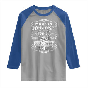 Retro Classic Made In January 1965 Raglan Shirt Aged Perfectly Original Parts Vintage Birthday Men TS02 Sport Gray Royal Print Your Wear