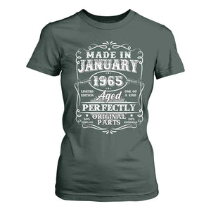 Retro Classic Made In January 1965 T Shirt For Women Aged Perfectly Original Parts Vintage Birthday Men TS02 Dark Forest Green Print Your Wear