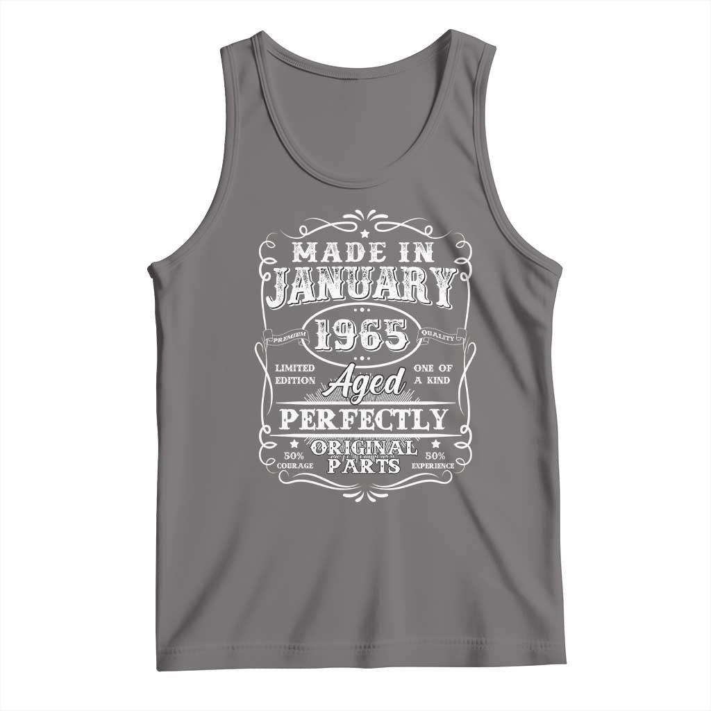 Retro Classic Made In January 1965 Tank Top Aged Perfectly Original Parts Vintage Birthday Men TS02 Deep Heather Print Your Wear