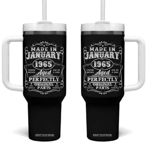 Retro Classic Made In January 1965 Tumbler With Handle Aged Perfectly Original Parts Vintage Birthday Men TS02 One Size: 40 oz Black Print Your Wear