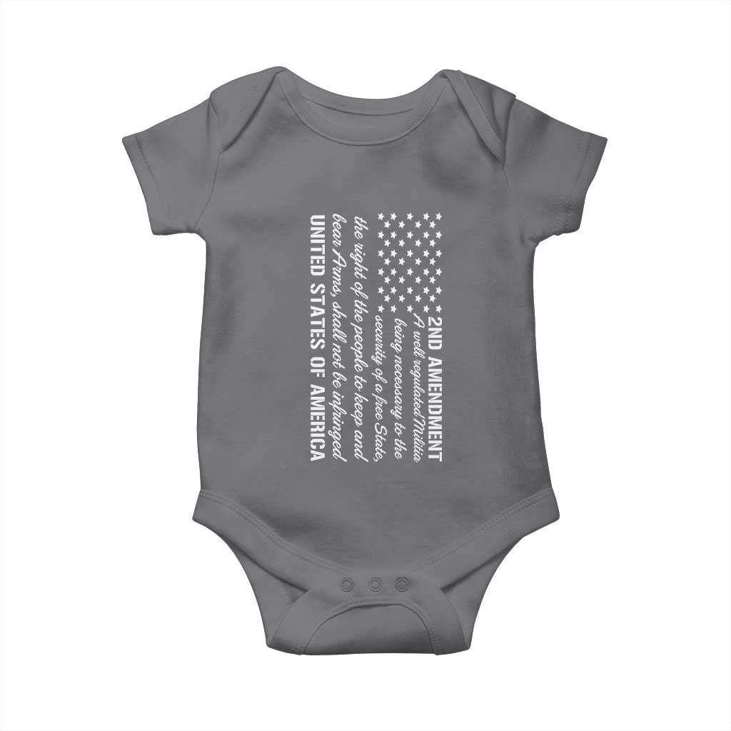 2nd Amendment American Flag Baby Onesie Patriotic Right to Bear Arms USA Patriot TS02 Charcoal Print Your Wear