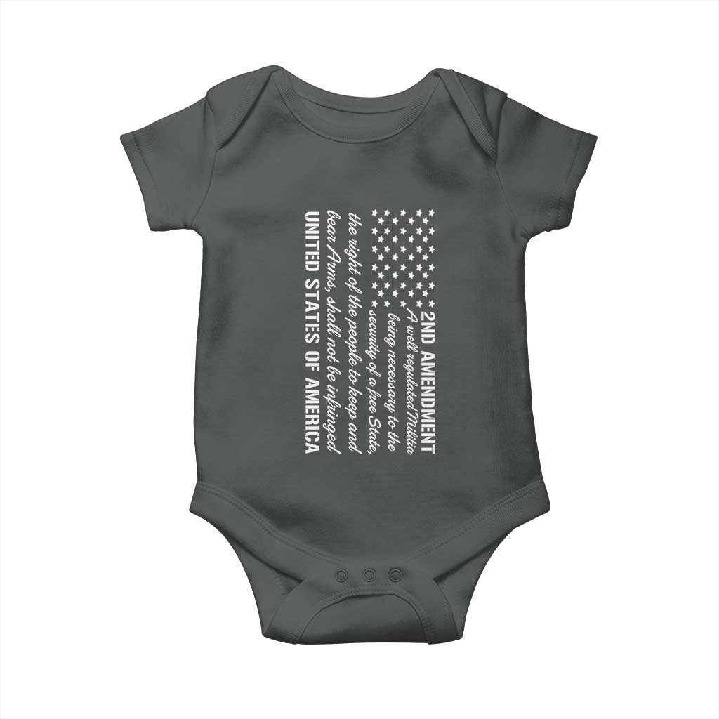 2nd Amendment American Flag Baby Onesie Patriotic Right to Bear Arms USA Patriot TS02 Dark Heather Print Your Wear
