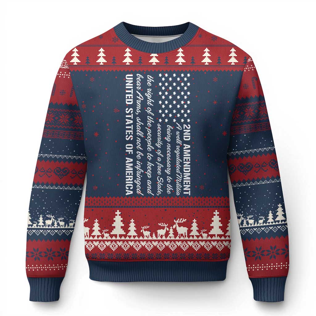 2nd Amendment American Flag Ugly Christmas Sweater Patriotic Right to Bear Arms USA Patriot TS02 Navy Red Print Your Wear