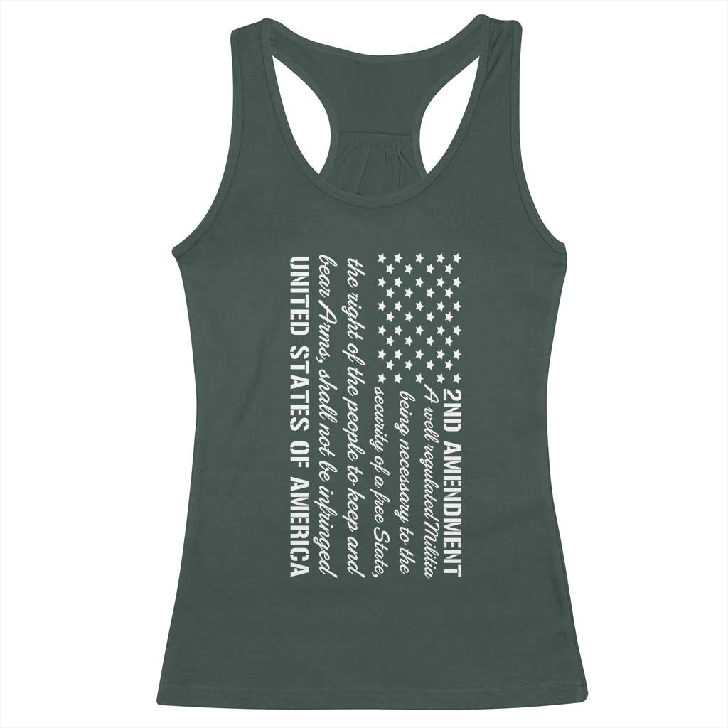 2nd Amendment American Flag Racerback Tank Top Patriotic Right to Bear Arms USA Patriot TS02 Dark Forest Green Print Your Wear