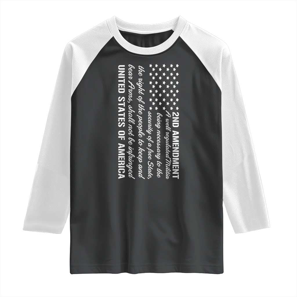 2nd Amendment American Flag Raglan Shirt Patriotic Right to Bear Arms USA Patriot TS02 Black White Print Your Wear
