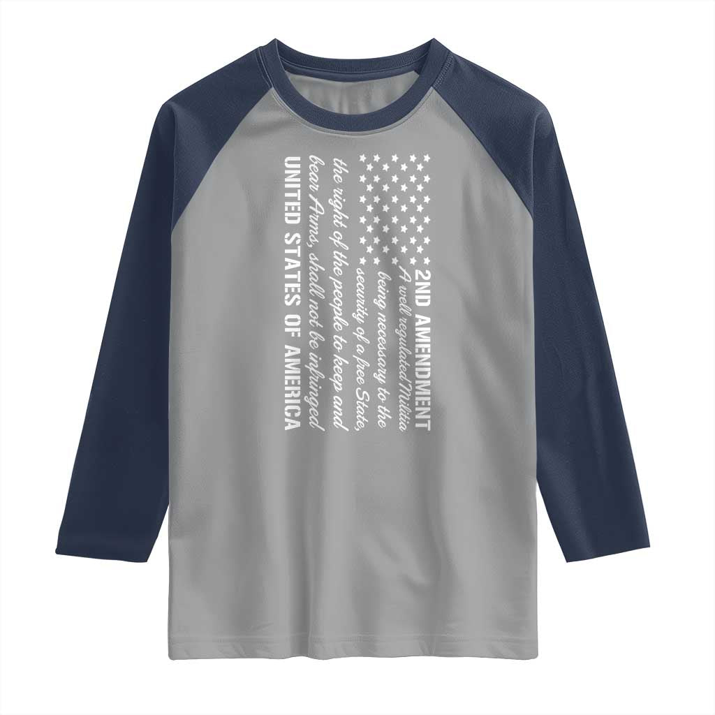 2nd Amendment American Flag Raglan Shirt Patriotic Right to Bear Arms USA Patriot TS02 Sport Gray Navy Print Your Wear