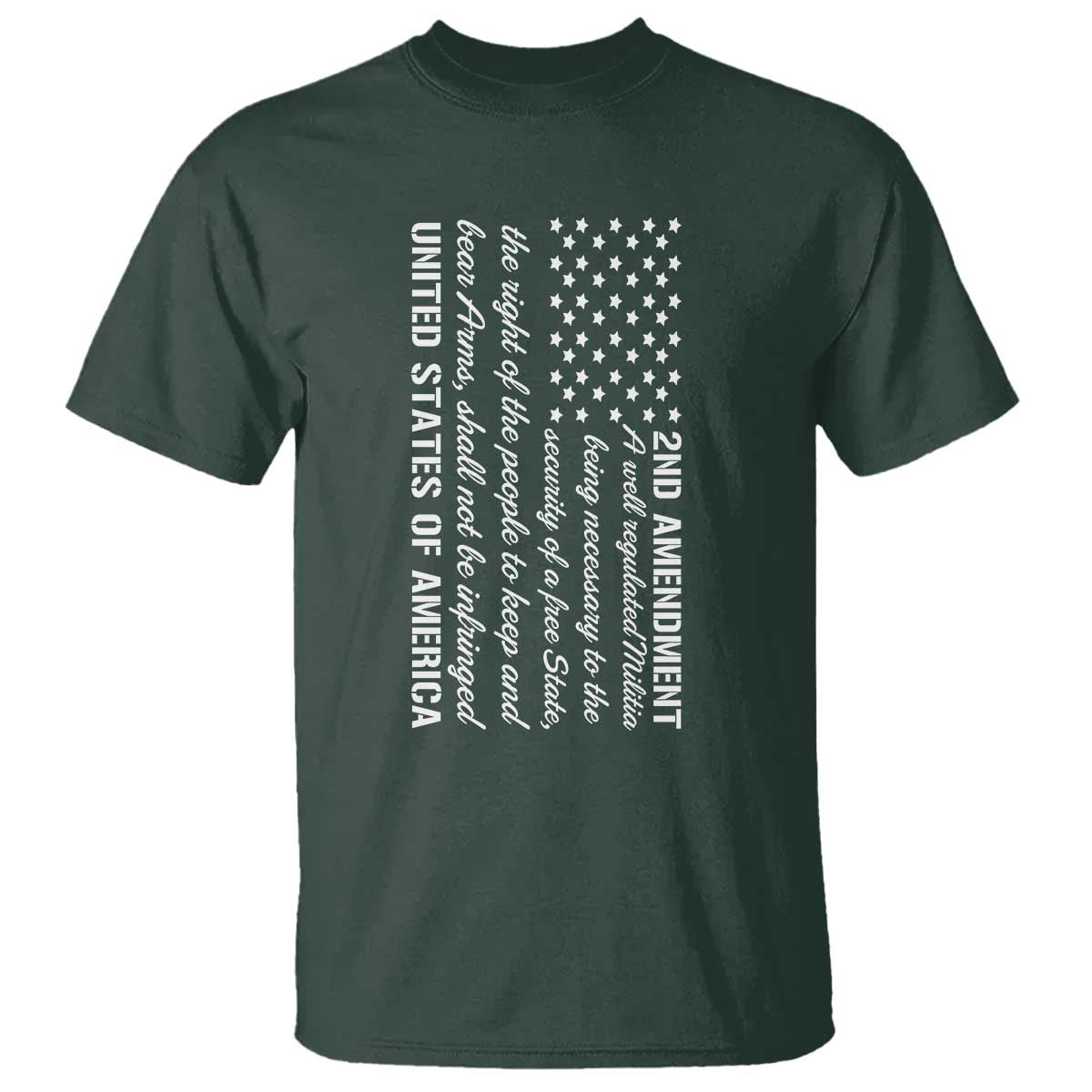 2nd Amendment American Flag T Shirt Patriotic Right to Bear Arms USA Patriot TS02 Dark Forest Green Print Your Wear