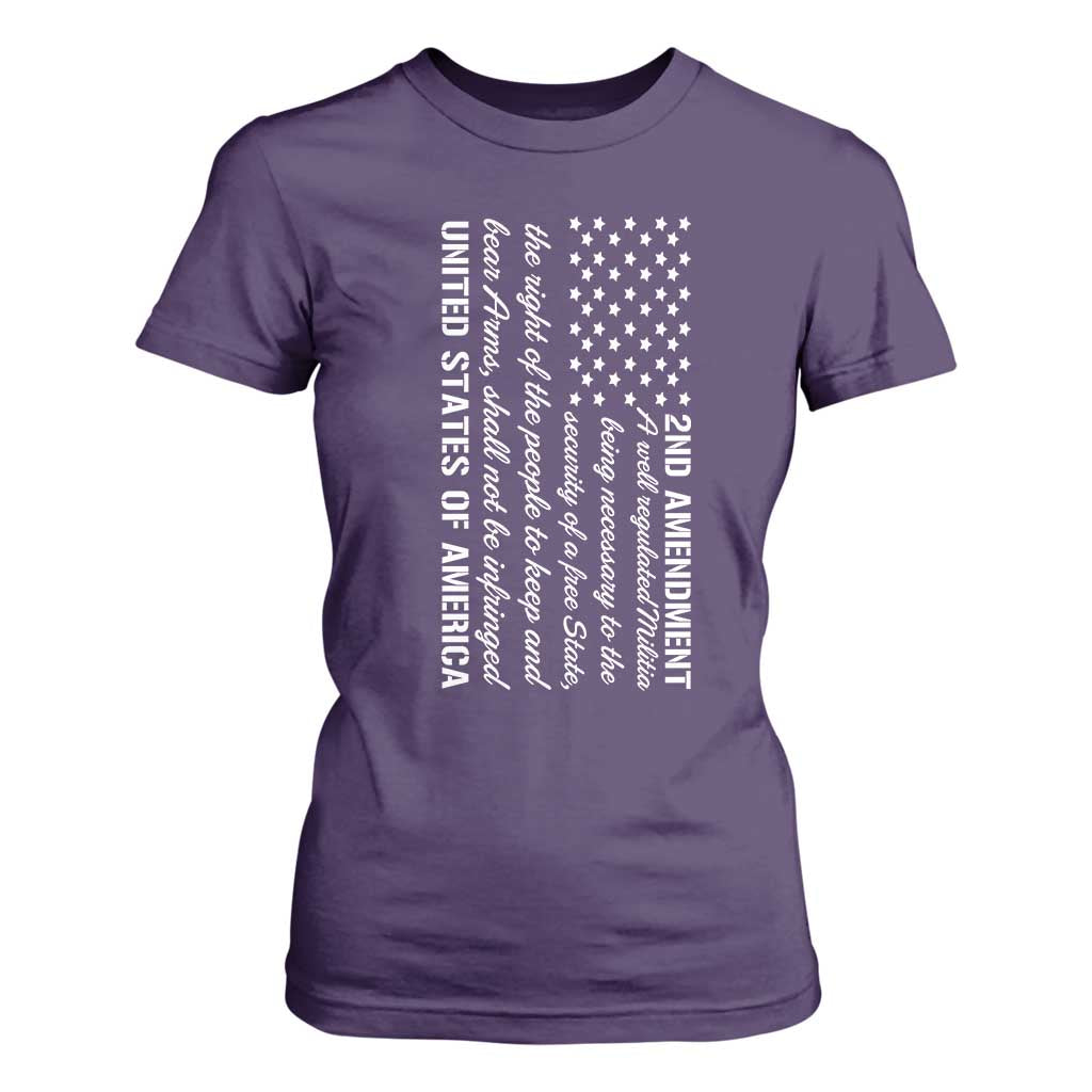 2nd Amendment American Flag T Shirt For Women Patriotic Right to Bear Arms USA Patriot TS02 Purple Print Your Wear