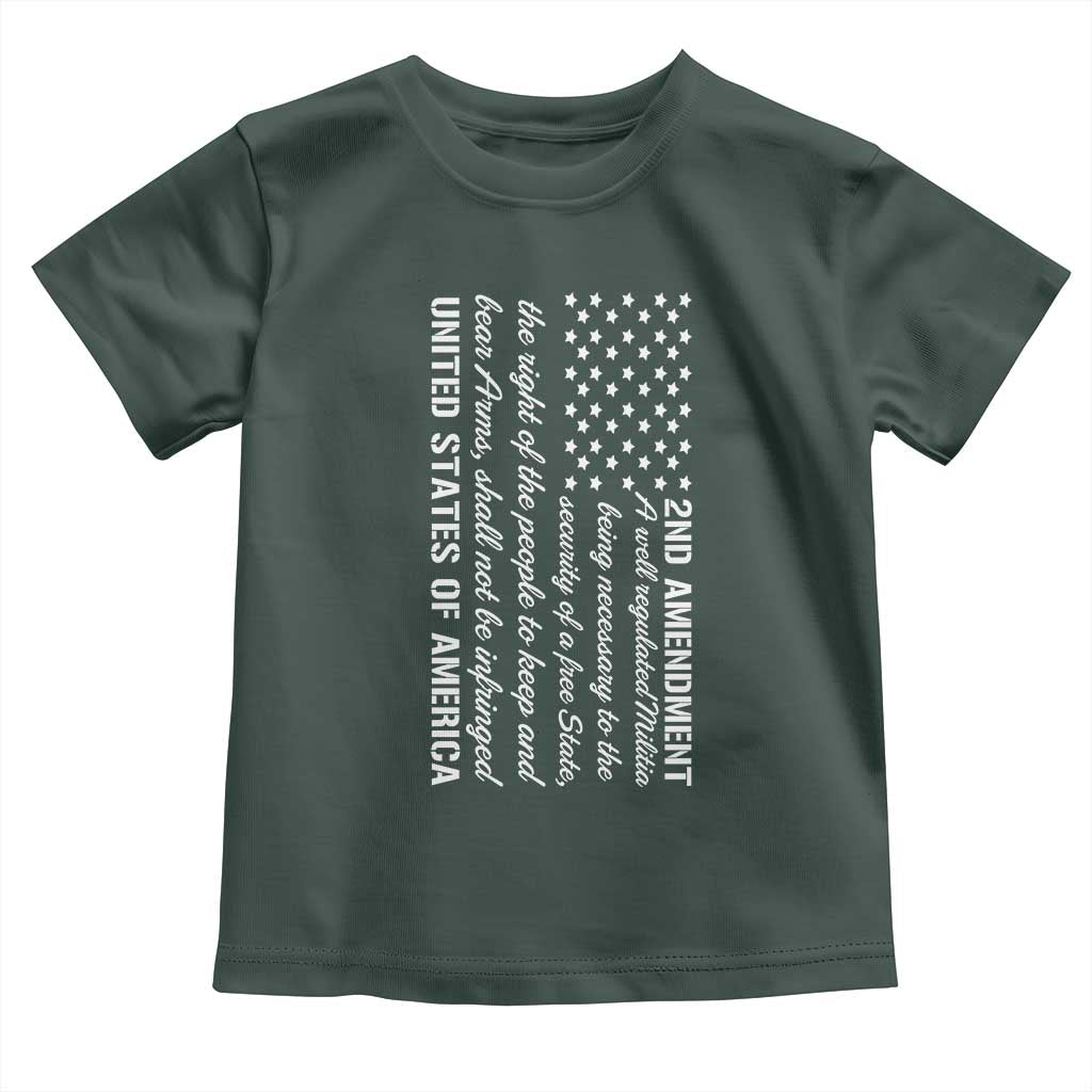 2nd Amendment American Flag Toddler T Shirt Patriotic Right to Bear Arms USA Patriot TS02 Dark Forest Green Print Your Wear