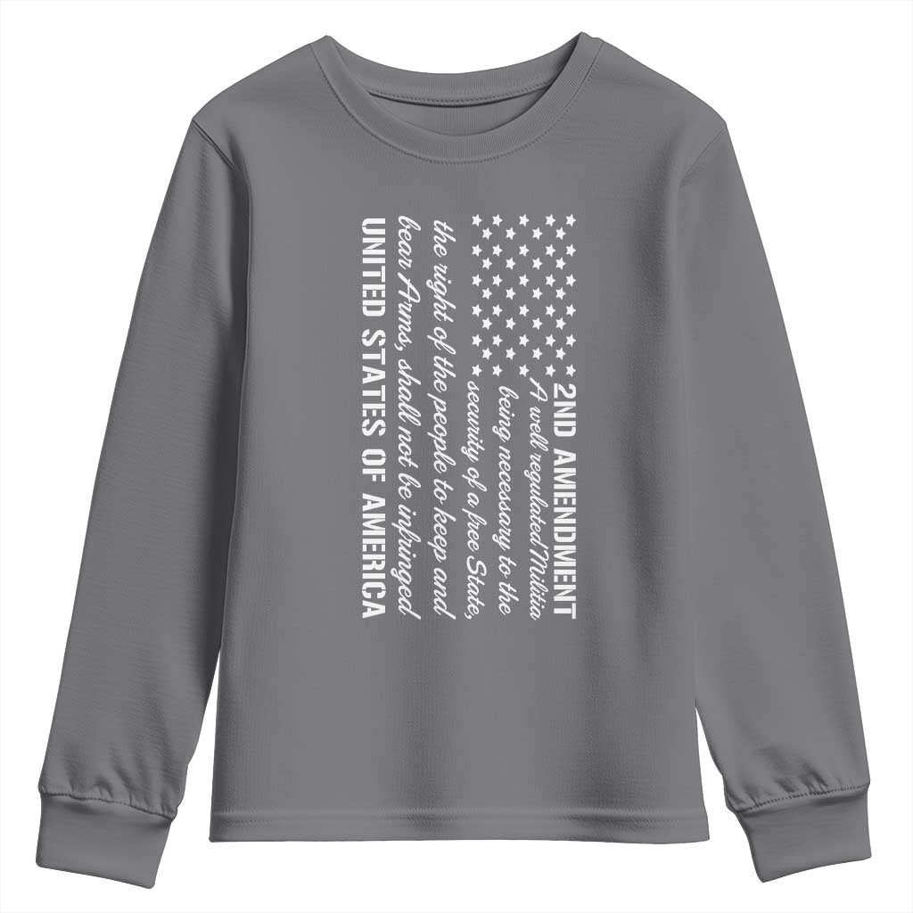 2nd Amendment American Flag Youth Sweatshirt Patriotic Right to Bear Arms USA Patriot TS02 Charcoal Print Your Wear