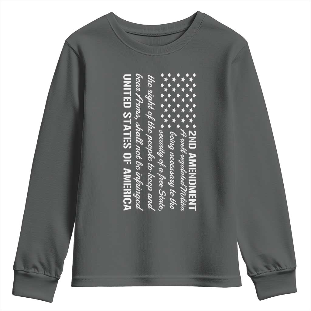 2nd Amendment American Flag Youth Sweatshirt Patriotic Right to Bear Arms USA Patriot TS02 Dark Heather Print Your Wear