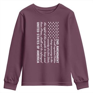 2nd Amendment American Flag Youth Sweatshirt Patriotic Right to Bear Arms USA Patriot TS02 Maroon Print Your Wear