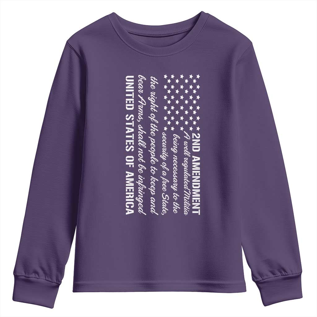 2nd Amendment American Flag Youth Sweatshirt Patriotic Right to Bear Arms USA Patriot TS02 Purple Print Your Wear