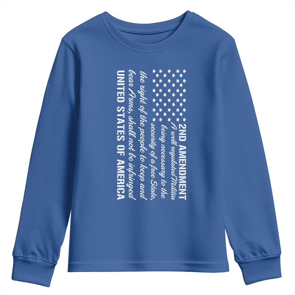 2nd Amendment American Flag Youth Sweatshirt Patriotic Right to Bear Arms USA Patriot TS02 Royal Blue Print Your Wear