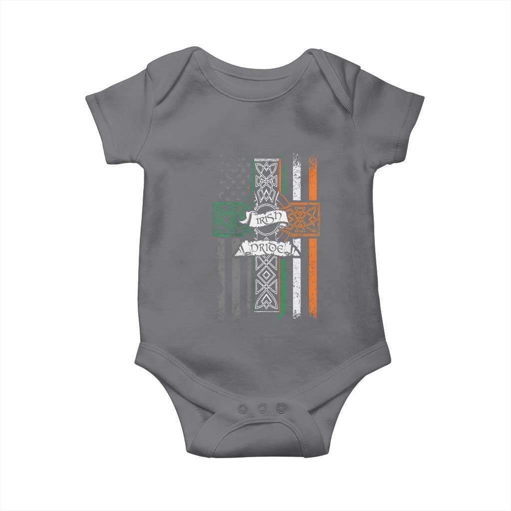 Irish Pride Baby Onesie American Flag Celtic Cross St Patricks Day TS02 Charcoal Print Your Wear