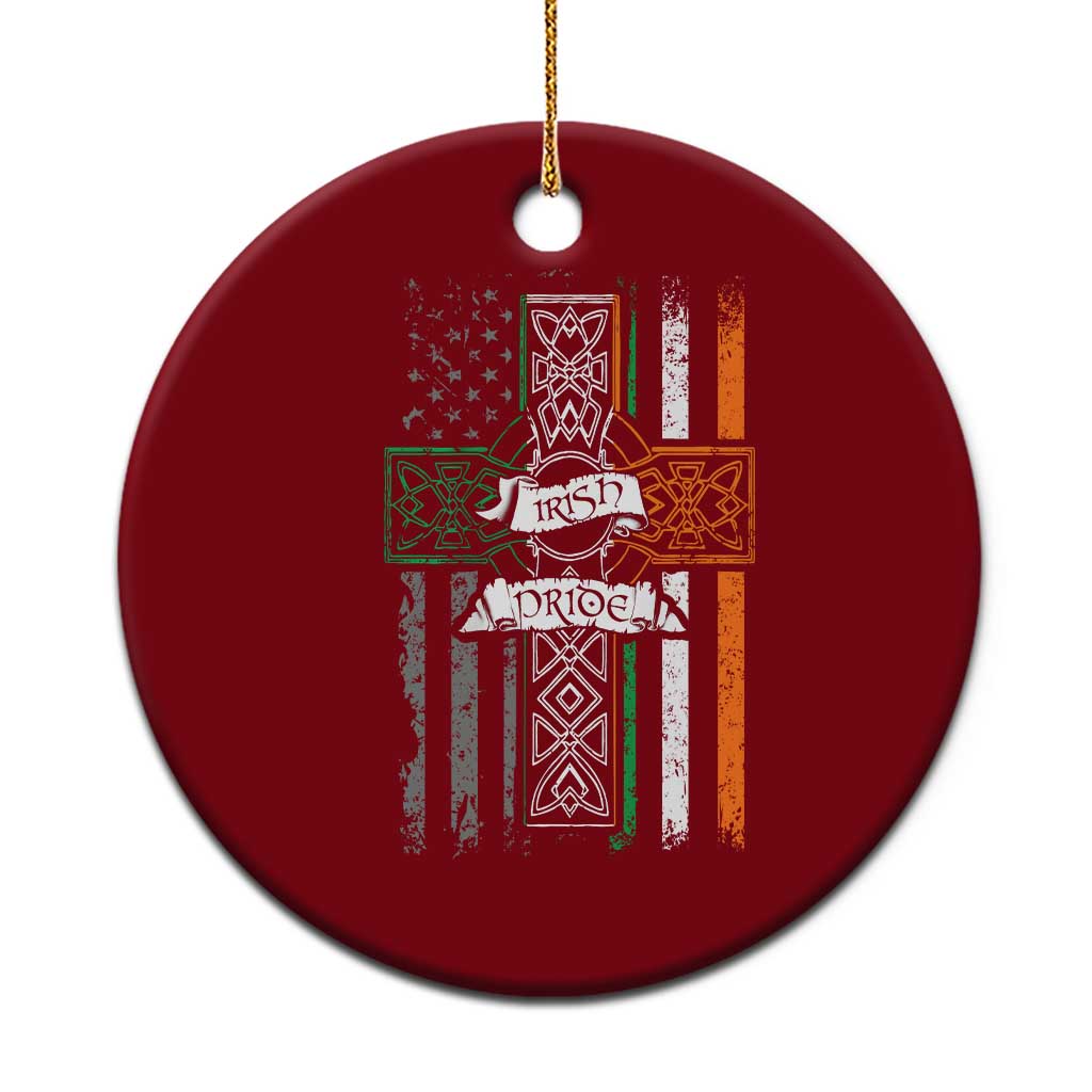 Irish Pride Ceramic Ornament American Flag Celtic Cross St Patricks Day TS02 1pc Red Print Your Wear