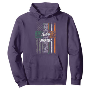 Irish Pride Hoodie American Flag Celtic Cross St Patricks Day TS02 Purple Print Your Wear