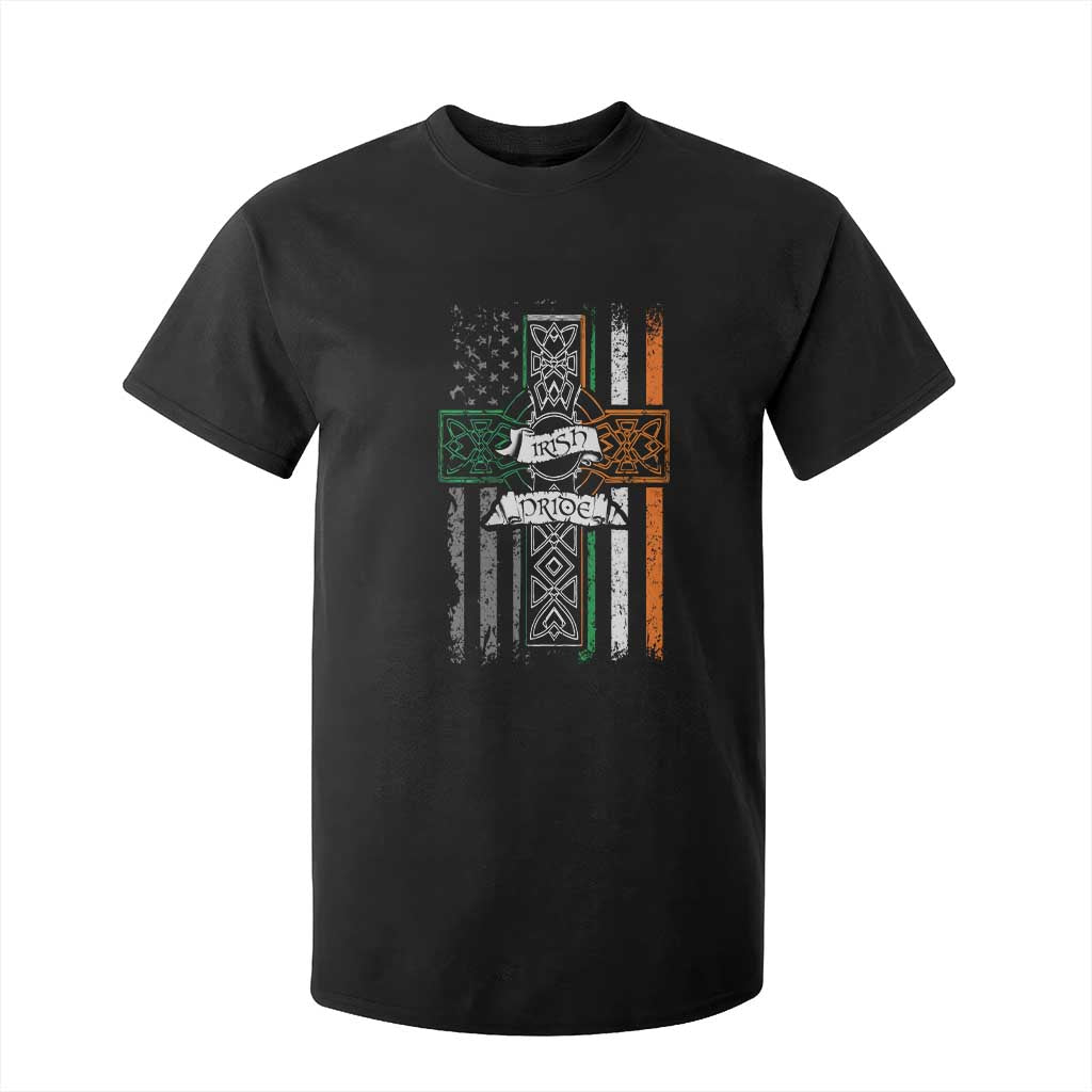 Irish Pride T Shirt For Kid American Flag Celtic Cross St Patricks Day TS02 Black Print Your Wear