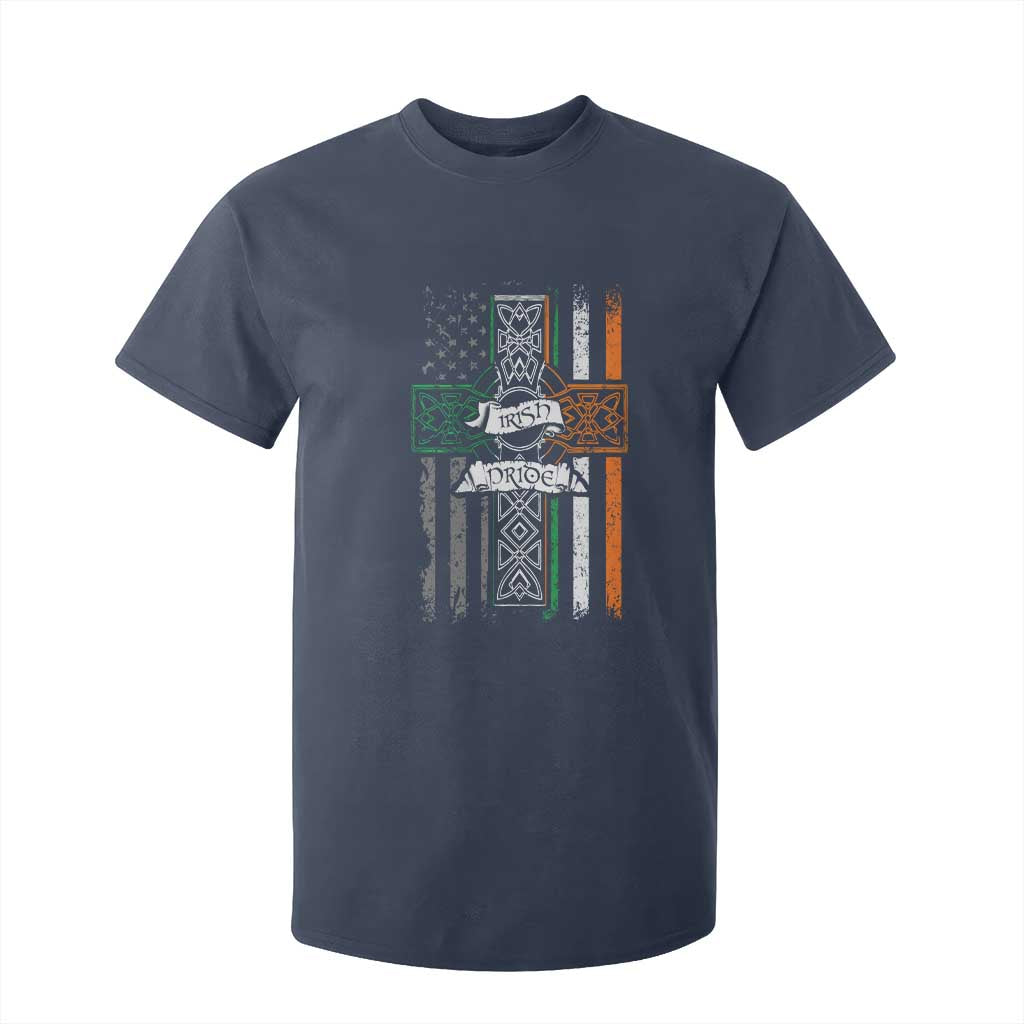Irish Pride T Shirt For Kid American Flag Celtic Cross St Patricks Day TS02 Navy Print Your Wear