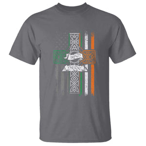 Irish Pride T Shirt American Flag Celtic Cross St Patricks Day TS02 Charcoal Print Your Wear