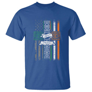 Irish Pride T Shirt American Flag Celtic Cross St Patricks Day TS02 Royal Blue Print Your Wear