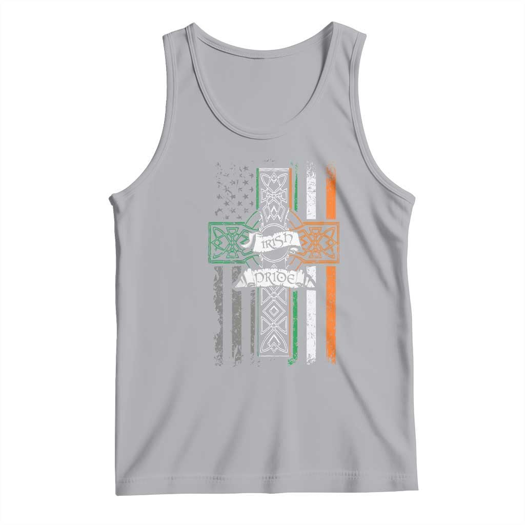 Irish Pride Tank Top American Flag Celtic Cross St Patricks Day TS02 Athletic Heather Print Your Wear