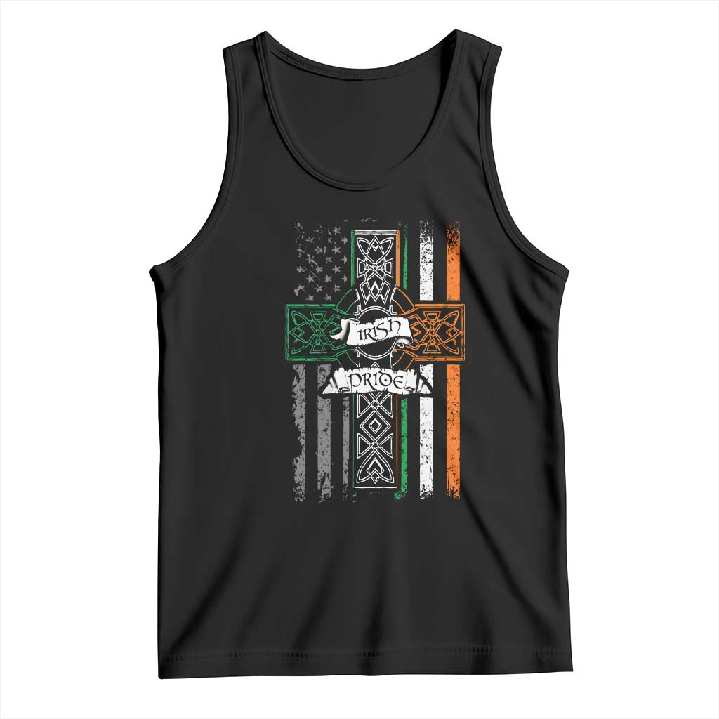 Irish Pride Tank Top American Flag Celtic Cross St Patricks Day TS02 Black Print Your Wear