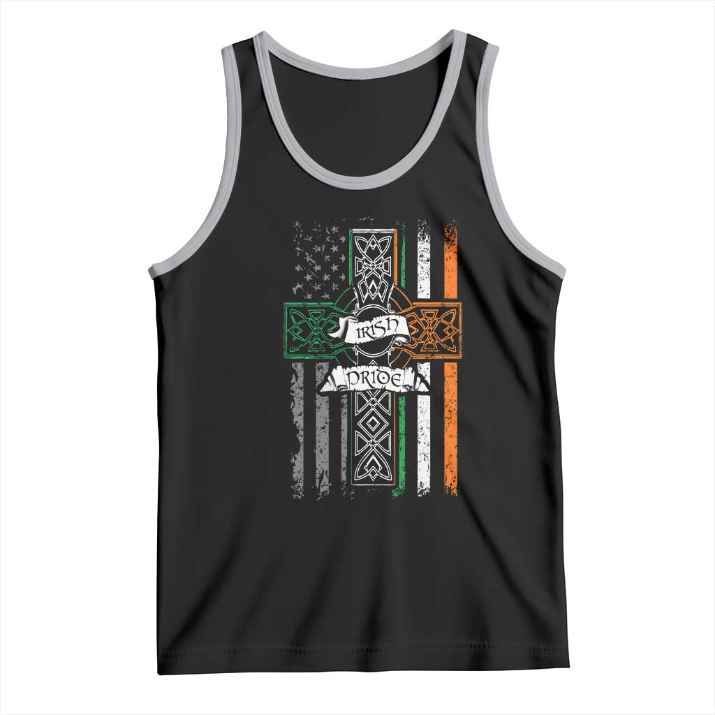 Irish Pride Tank Top American Flag Celtic Cross St Patricks Day TS02 Black Athletic Heather Print Your Wear