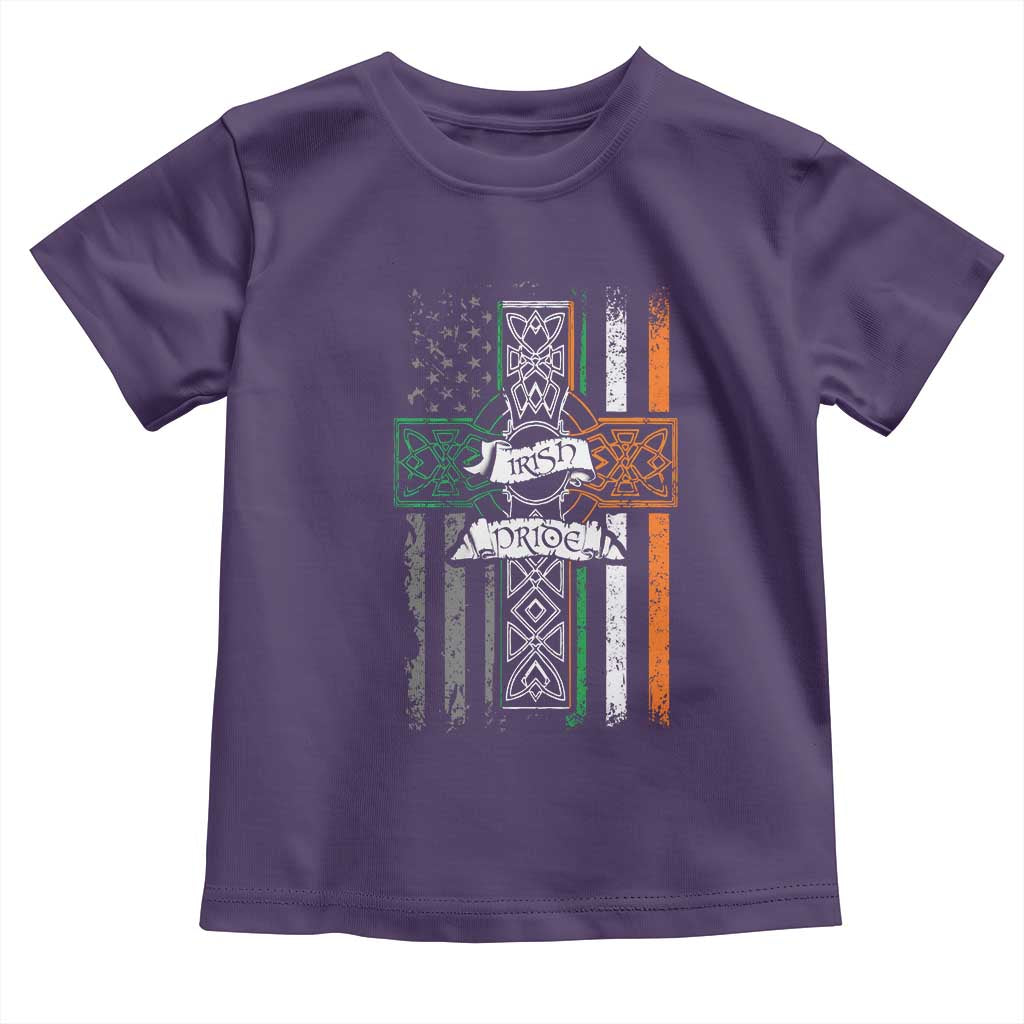 Irish Pride Toddler T Shirt American Flag Celtic Cross St Patricks Day TS02 Purple Print Your Wear