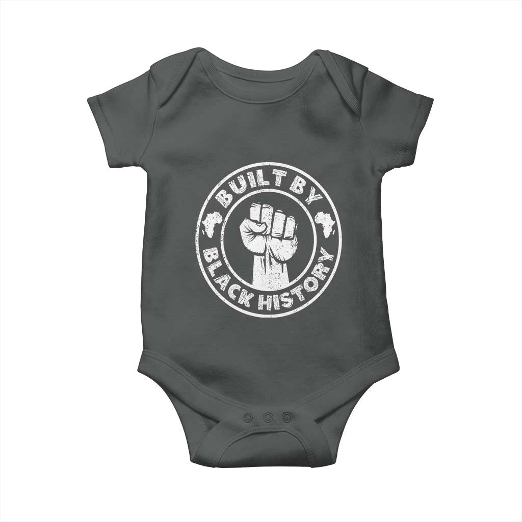 Built By Black History Baby Onesie African American Pride TS02 Dark Heather Print Your Wear