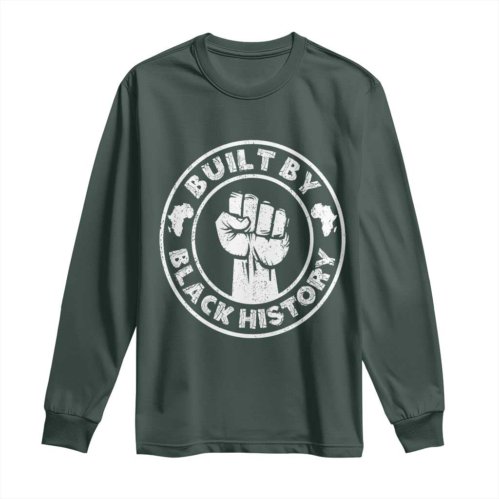 Built By Black History Long Sleeve Shirt African American Pride TS02 Dark Forest Green Print Your Wear