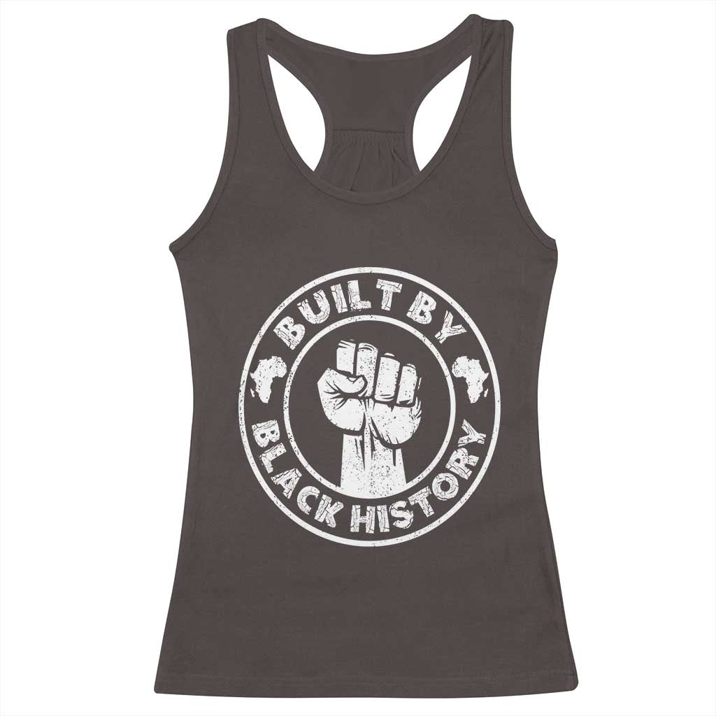 Built By Black History Racerback Tank Top African American Pride TS02 Dark Chocolate Print Your Wear