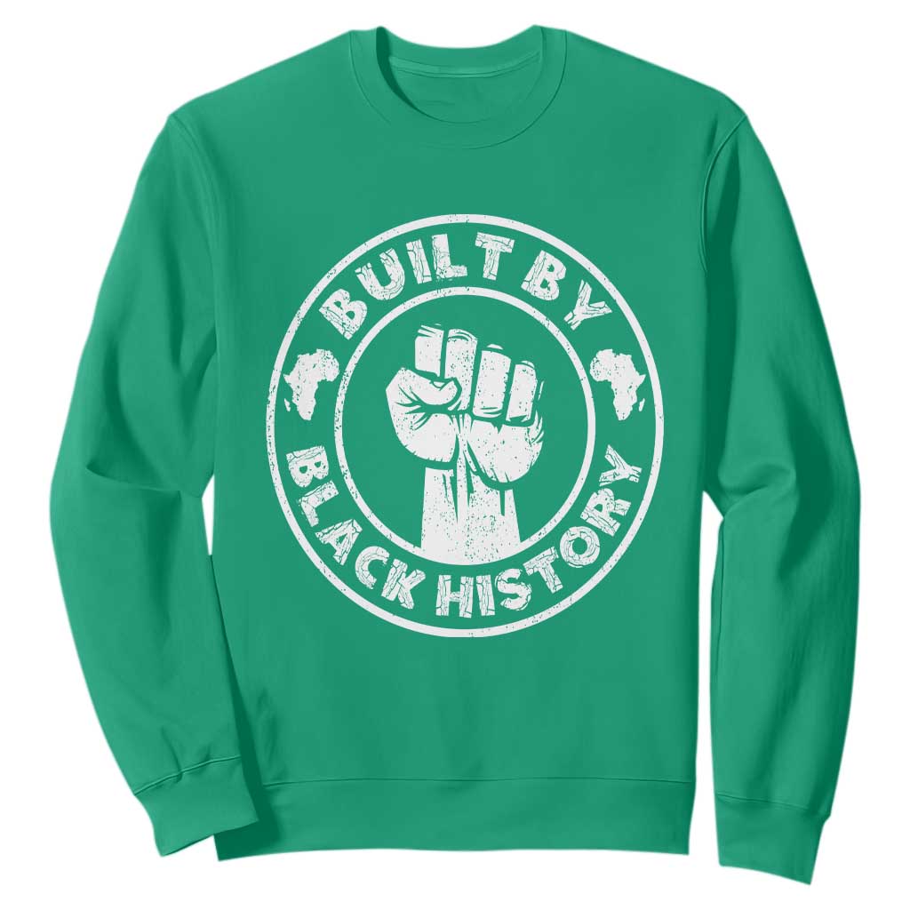 Black History Month Sweatshirt Built By Black History Afro Melanin TS02 Irish Green Printyourwear