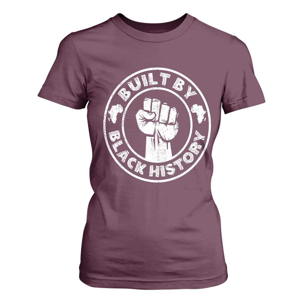 Built By Black History T Shirt For Women African American Pride TS02 Maroon Print Your Wear