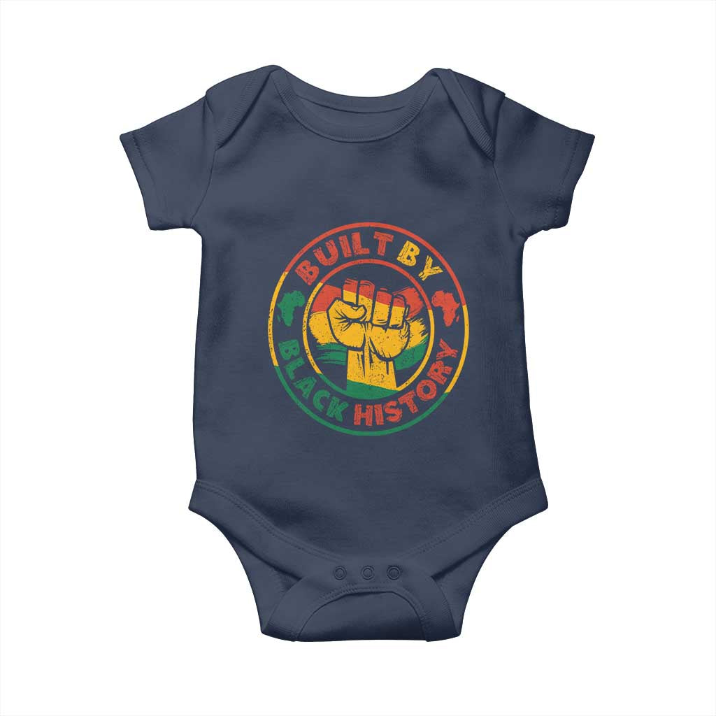 Built By Black History Baby Onesie African American Pride Raised Fist TS02 Navy Print Your Wear