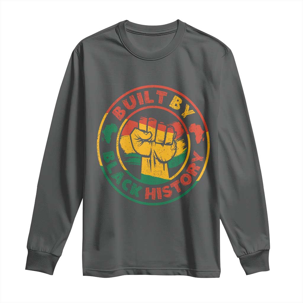 Built By Black History Long Sleeve Shirt African American Pride Raised Fist TS02 Dark Heather Print Your Wear