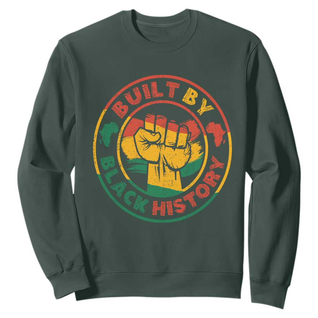 Black History Month Sweatshirt Built By Black History Afro Melanin TS02 Dark Forest Green Printyourwear