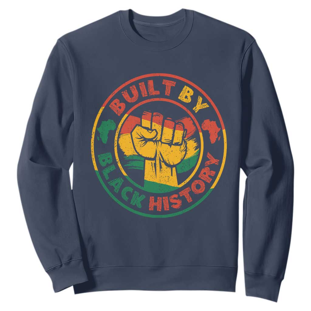 Black History Month Sweatshirt Built By Black History Afro Melanin TS02 Navy Printyourwear