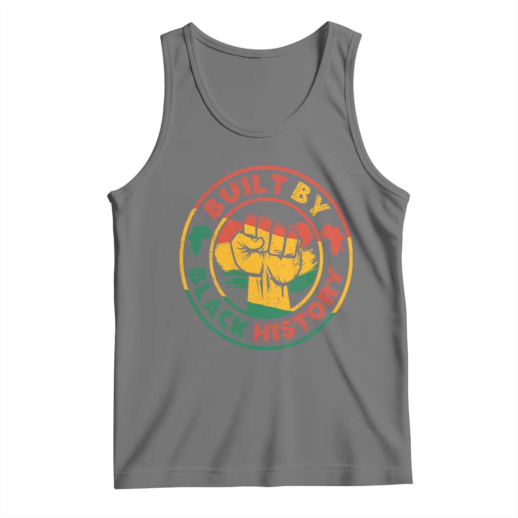 Built By Black History Tank Top African American Pride Raised Fist TS02 Black Heather Print Your Wear