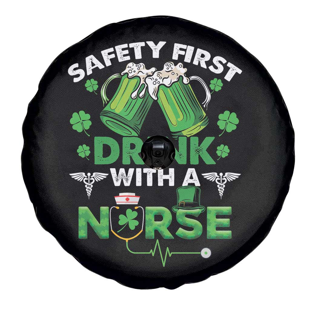 Funny Nurse St Patricks Day Spare Tire Cover Safety First Drink With A Nurse Beer Lovers TS02 Print Your Wear