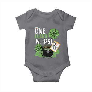 Funny One Lucky Nurse St Patricks Day Baby Onesie Scrub Life RN ICU ER with Stethoscope TS02 Charcoal Print Your Wear