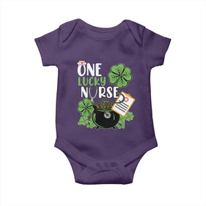 Funny One Lucky Nurse St Patricks Day Baby Onesie Scrub Life RN ICU ER with Stethoscope TS02 Purple Print Your Wear