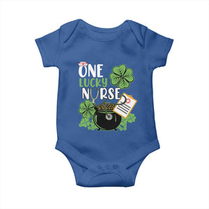 Funny One Lucky Nurse St Patricks Day Baby Onesie Scrub Life RN ICU ER with Stethoscope TS02 Royal Blue Print Your Wear