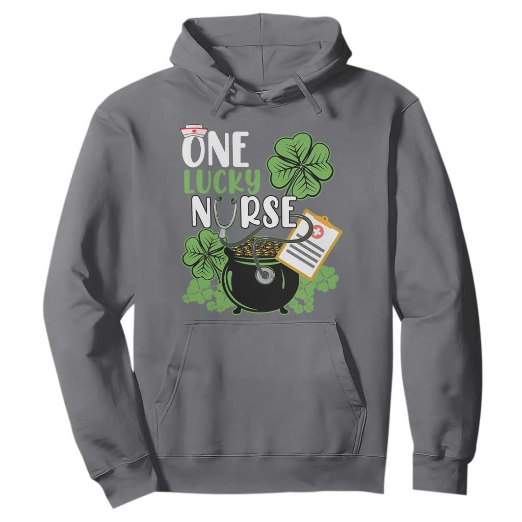 Funny One Lucky Nurse St. Patricks Day Hoodie Scrub Life RN ICU ER with Stethoscope TS02 Charcoal Printyourwear
