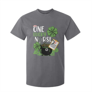 Funny One Lucky Nurse St Patricks Day T Shirt For Kid Scrub Life RN ICU ER with Stethoscope TS02 Charcoal Print Your Wear