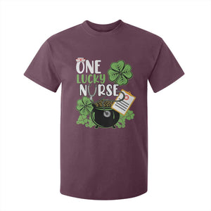 Funny One Lucky Nurse St Patricks Day T Shirt For Kid Scrub Life RN ICU ER with Stethoscope TS02 Maroon Print Your Wear